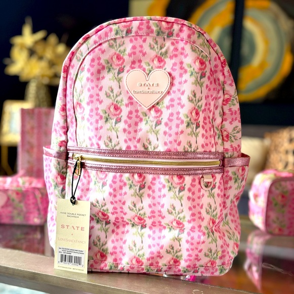 LoveShackFancy state double zip kane backpack pink floral blooming heirloom NEW - Picture 1 of 11